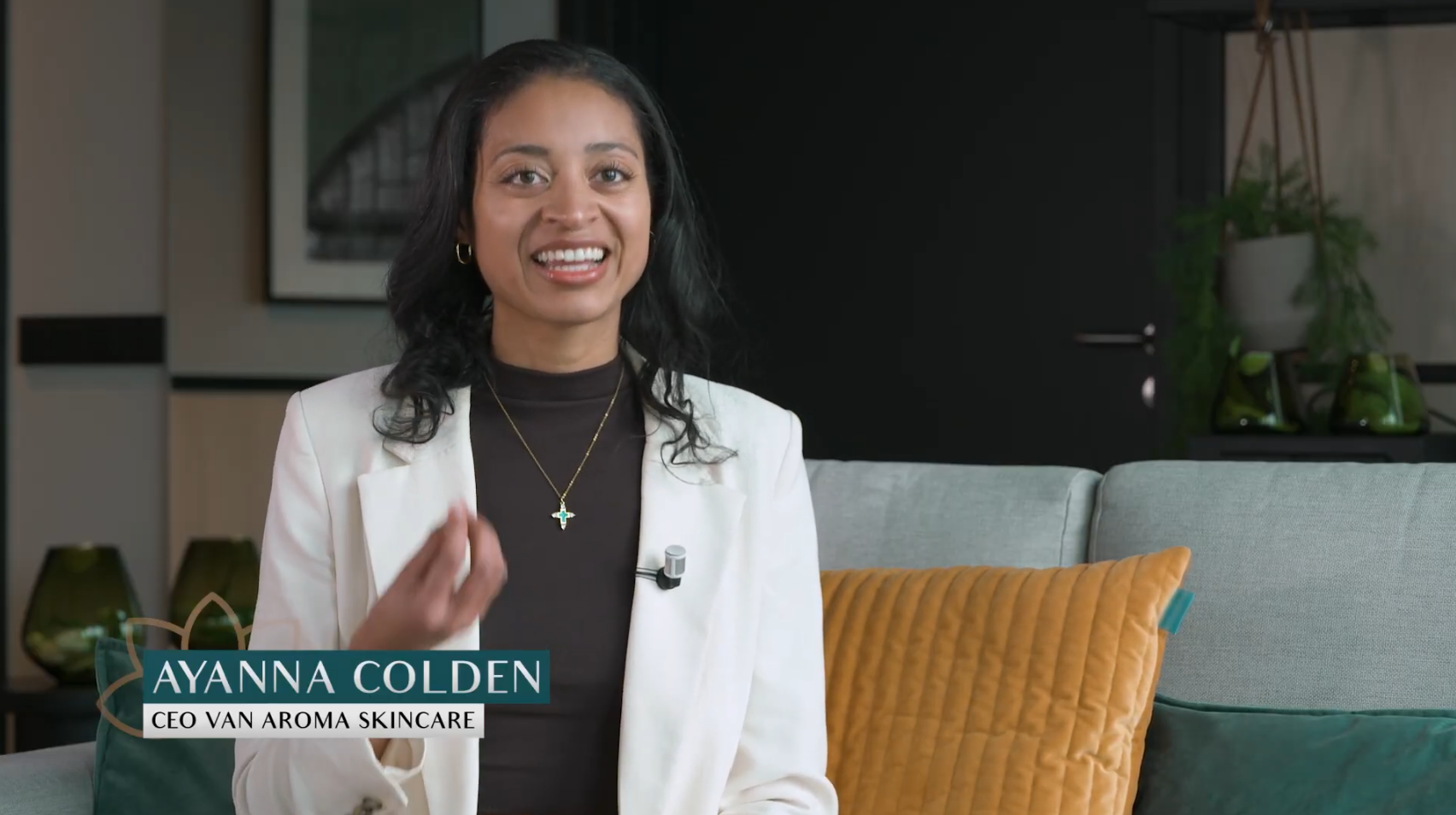 Load video: tv interview aroma skincare with founder Ayanna Colden